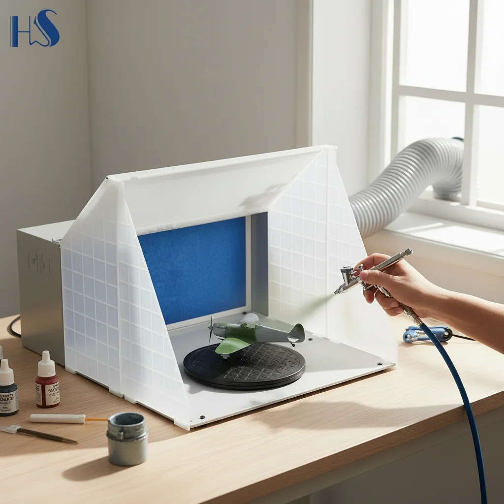 Mini Airbrush Spray Booth HS-E420 - Portable Gray Spray Booth for