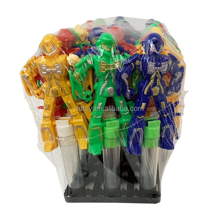 Пластиковые игрушки-роботы с пустой трубкой для конфет