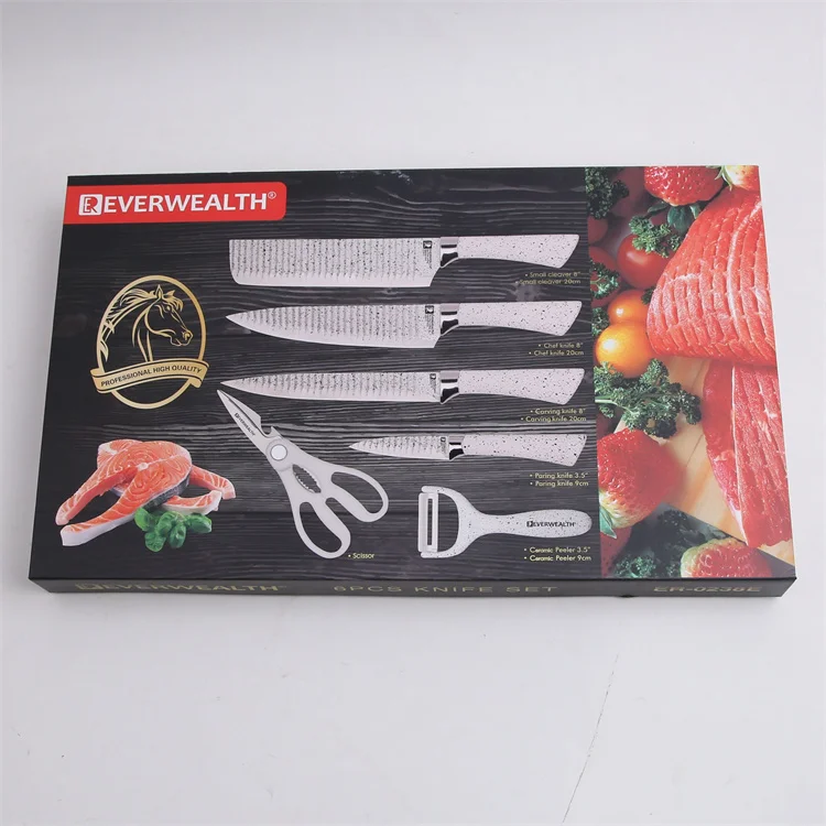 Набор кухонных ножей 6 шт., роскошные аксессуары для готовки, белый цвет