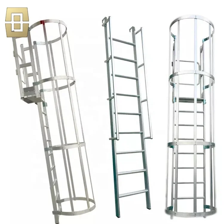 Vertical Fixed Access Ladder with Safety Cage Handrail for Fall