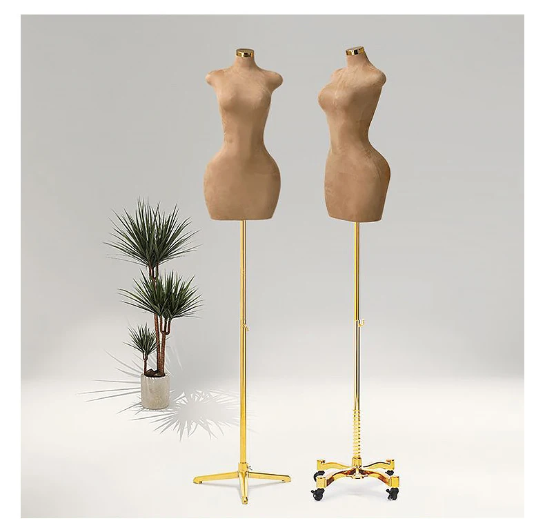 Wholesale Velvet Curvy Female Mannequin Big Hip Women Upper Brown Half