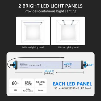 Neewer Photo Light Box Kit Studio Photography Lighting Shooting Tent with 2 LED Light Panel (100pcs LED Beads)/3 Color Backdrops detail image