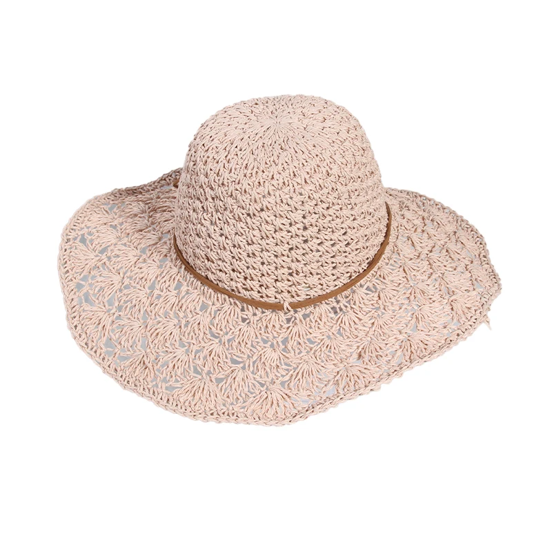 Foldable Crochet Wide Brim Summer Straw 