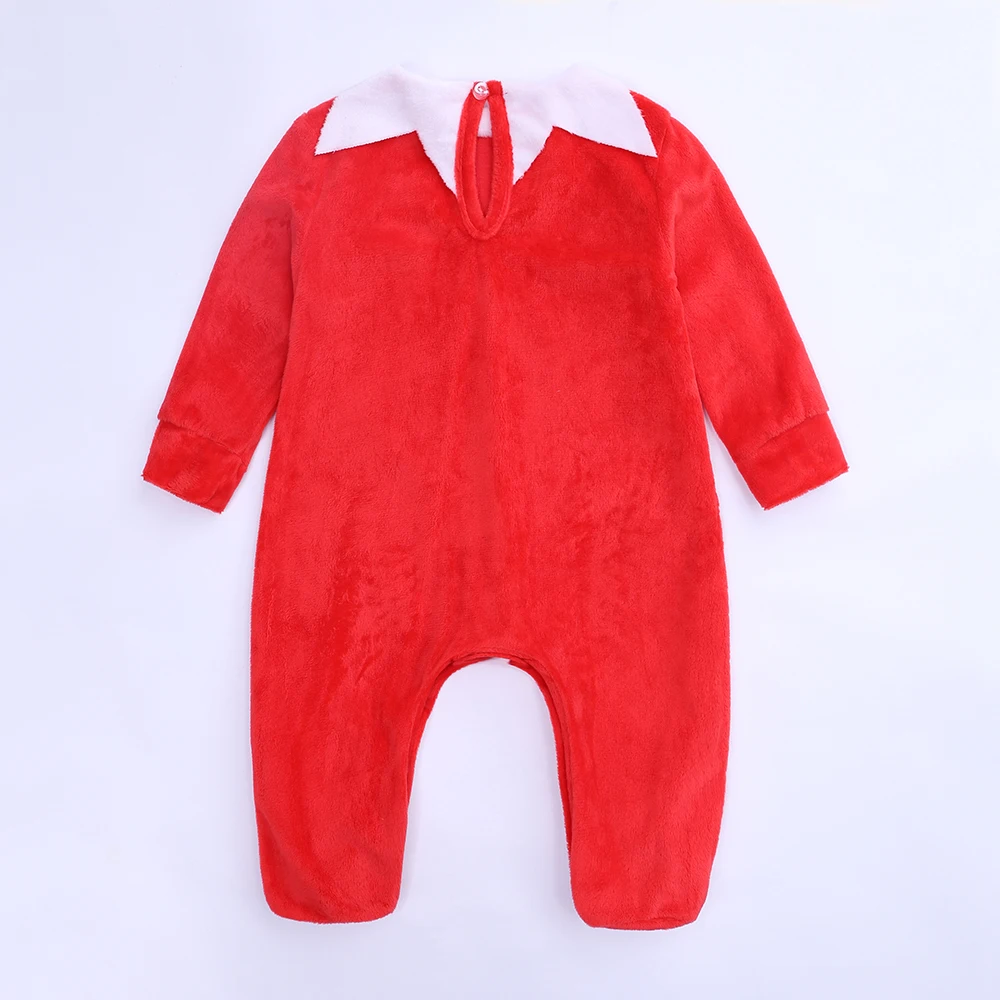 Теплая зимняя одежда красного цвета с длинными рукавами для новорожденных; Рождественские комбинезоны для малышей
