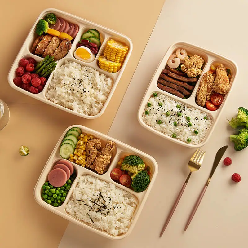 Clamshell Box Primeware Bagasse Container 2 Comp Take Out Containers