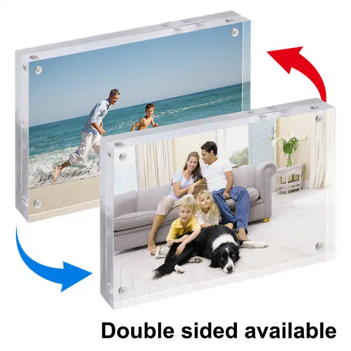 Winfeier Acrylic Picture Frame 4x6,Clear Freestanding Double Sided 20mm