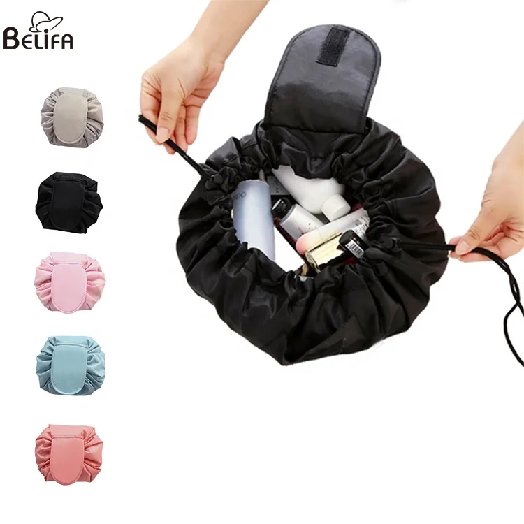 Портативная дорожная косметичка органайзер открытая плоская ленивая сумка для макияжа на