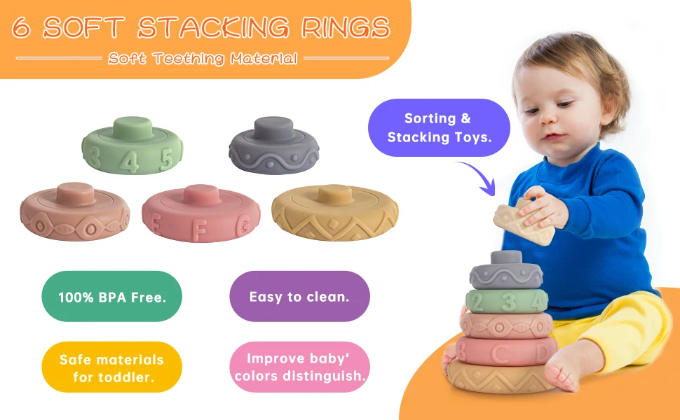 Wholesale Soft Baby Teething Toys Stacking Building Blocks for Infants Sensory Developmental Education Toys