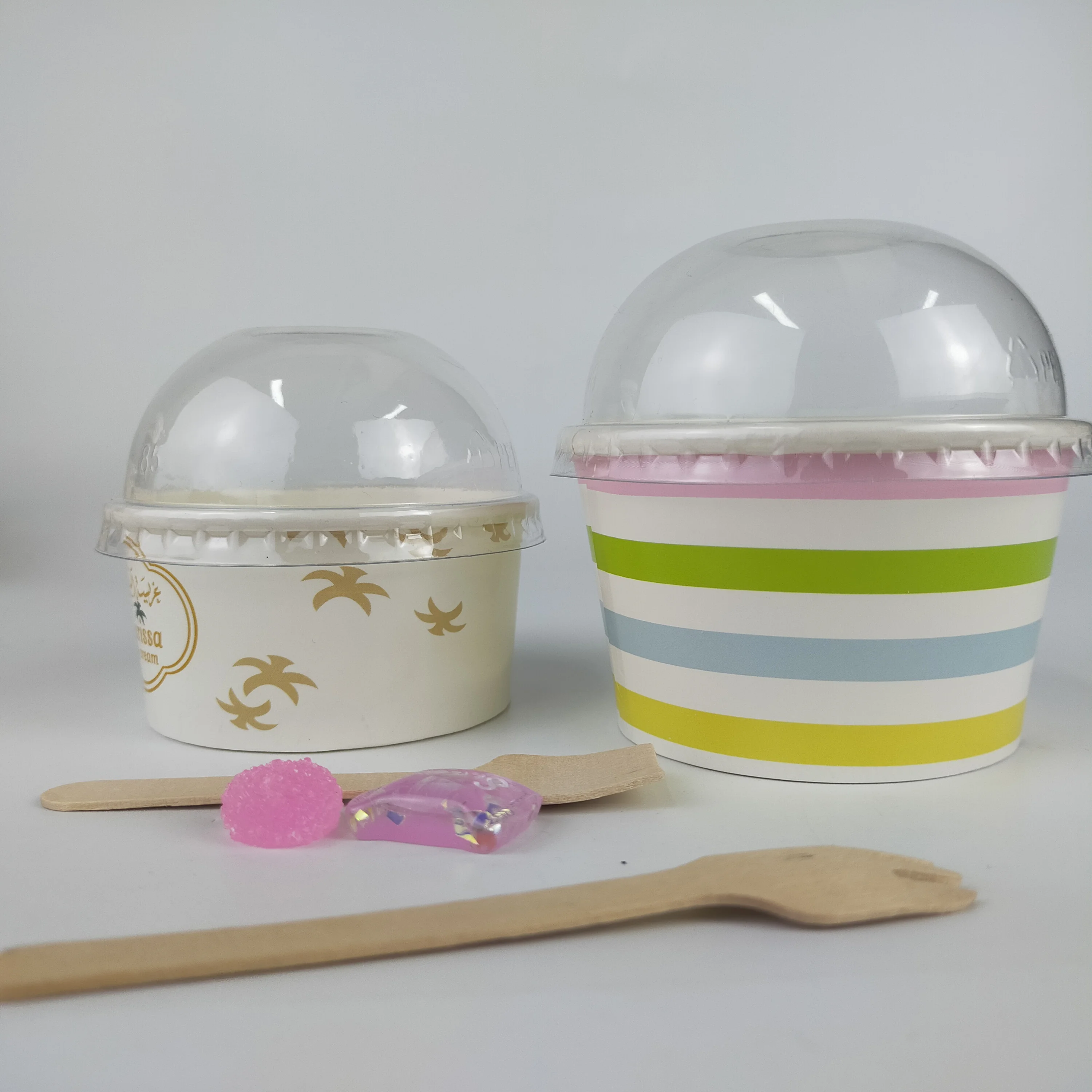 Custom Logo 5oz Ice Cream Paper Cup/bowl With Lids Mini Cup Set Ice