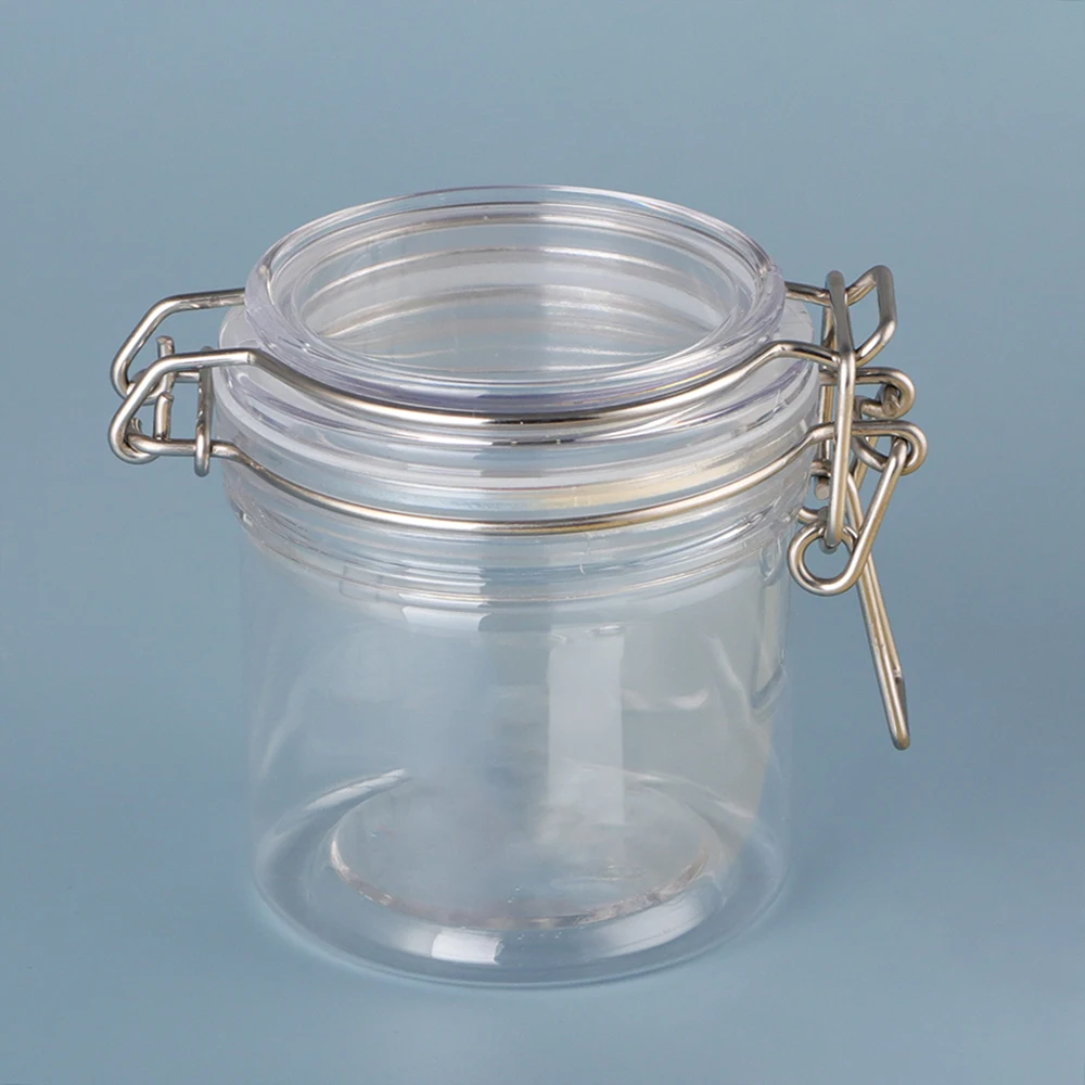 150ml 500ml 1000ml Round Pet Cosmetic Metal Seal Buckle Cover Containers Cream Kilner Airtight Jar Set Plastic Clip Top Jars
