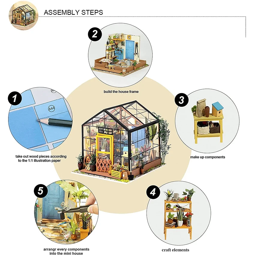 Robotime Rolife US Warehouse 3D Wooden Puzzles DG104 Assembled Toys Gift Set DIY Miniature House Kit