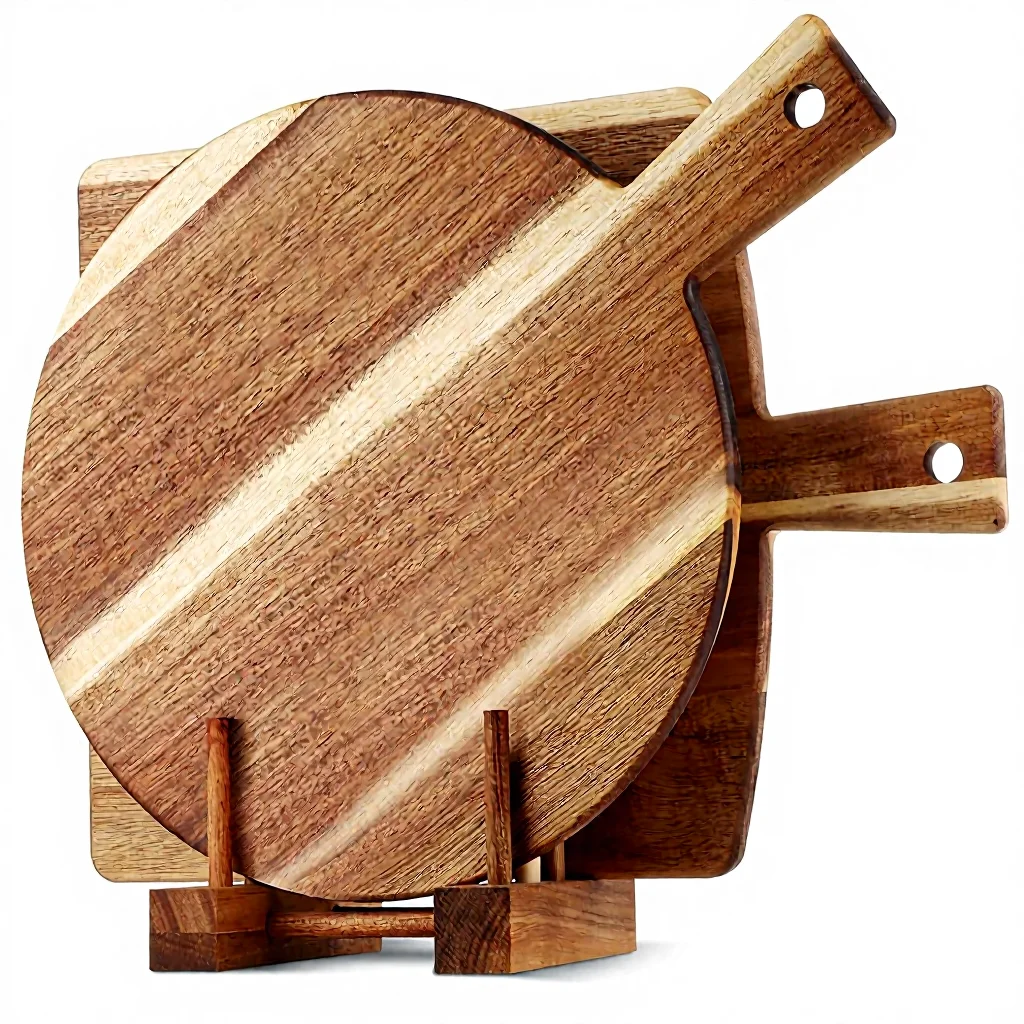 2 Pack Acacia Wood Square Cutting Board Set with Stand (0.6 Inch Thick) for Cheese Meat Pizza & Vegetables-16x12 Inch