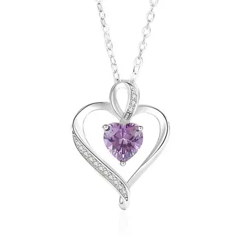 Engagement Gift Jewelry 925 Sterling Silver Cz Diamond Heart Pendant Necklace For Mother Women