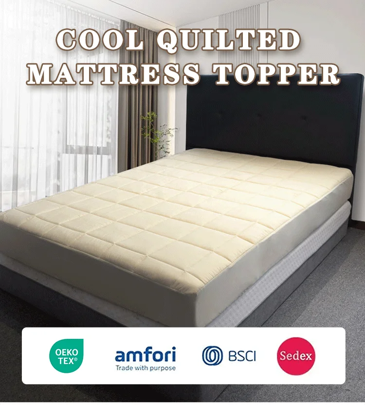 Wholesale Jacquard Bed Mat Cooling Lyocell Nylon Fabric Full Size Home Quilted Mattress Topper OEKO-TEX Certified All-Season factory