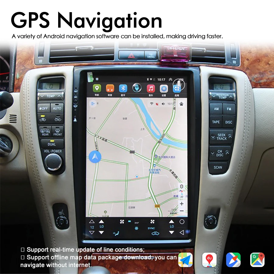 12.8" Tesla Screen Android for Toyota Crown Majesta S180 2003-2009 Head Unit Radio Navigation Car Multimedia Player GPS 4G WIFI