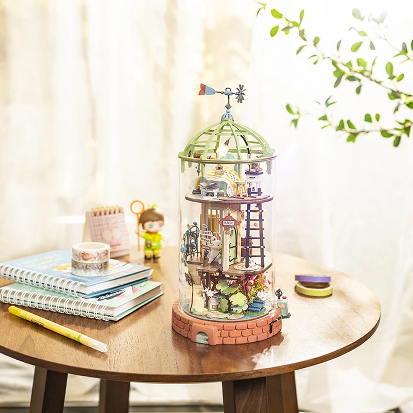 Robotime Hot Selling DIY Mysterious World DS001 Domed Loft  Rolife DIY Glass Miniature Doll House Kit