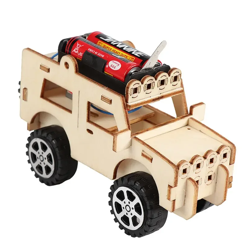 Children DIY Car Electric Vehicle Solar Car Model Toys Wooden Handmade for  Kids Student Physics Learning