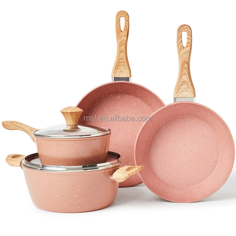 Buy Wholesale China 10-piece Granite/marble Coated Aluminium Cookware Set  Beige & Aluminium Cookware Set at USD 28.5