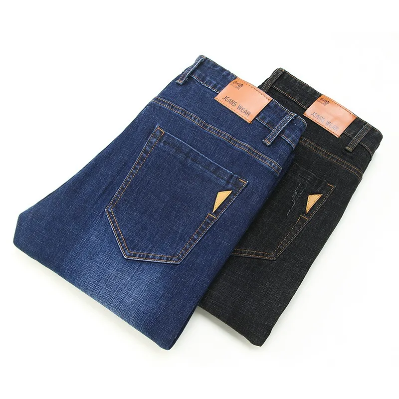Nouveau pantalon droit slim en denim pour homme avec élastique surdimensionné adapté aux affaires et aux loisirs_voghion.com