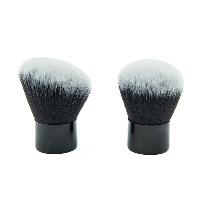 Professional Travel-Size Kabuki Makeup Brush with Custom Logo Black Aluminum Handle Synthetic Hair Foundation Powder Application