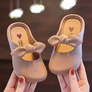 2026 New Summer Non-Slip Flat One Pedal Round Head Soft Children Outwear Shoes Bow Slippers