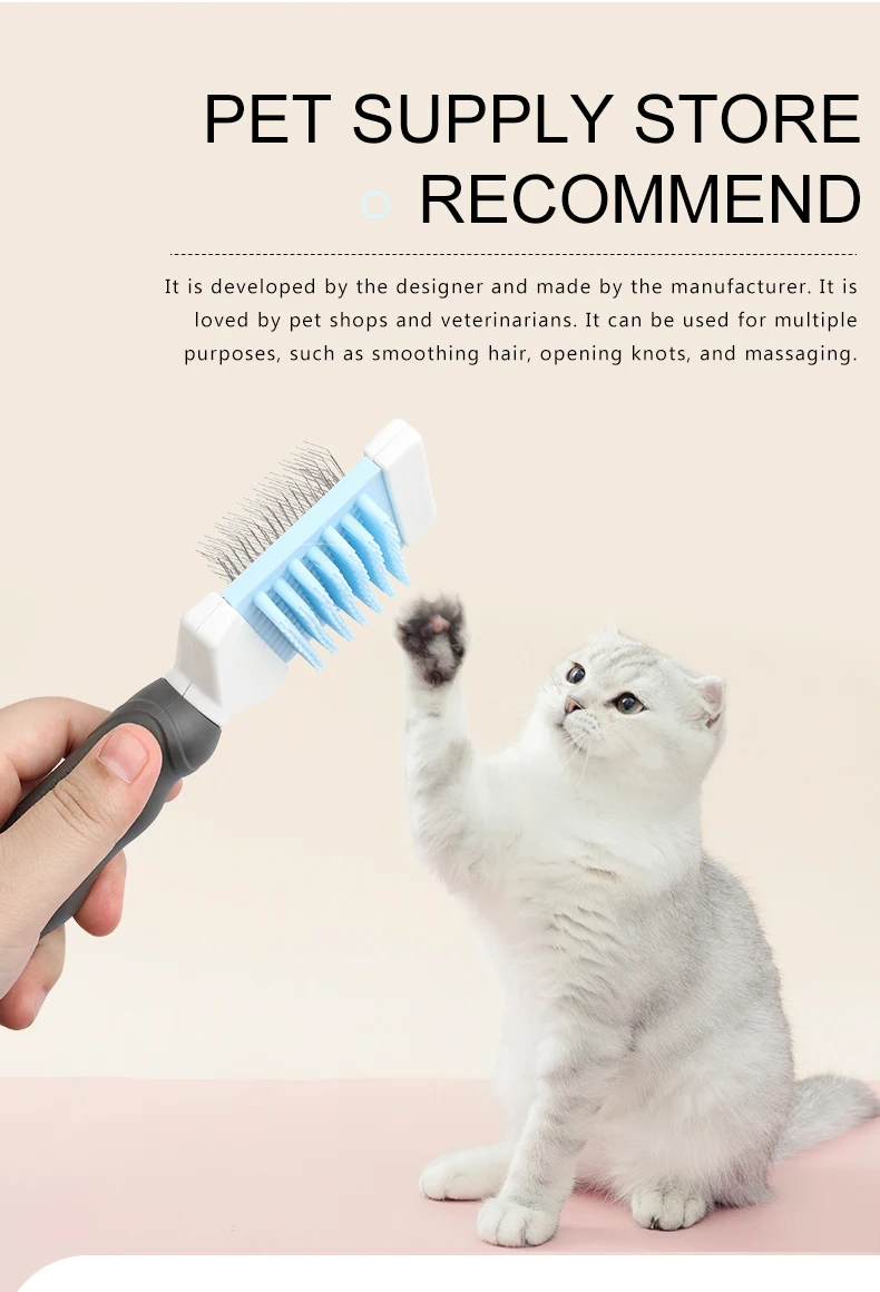 Factory Wholesale Double Sided Pet Massage Brush Cat PIn Brush Pet Dog Grooming Slicker Brush