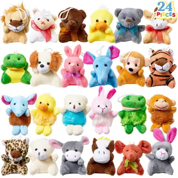 Kids 24 Pack Mini Animal Plush Toy Small Stuffed Animal Carnival Prizes School Gifts Party Favors Soft Plush Toy