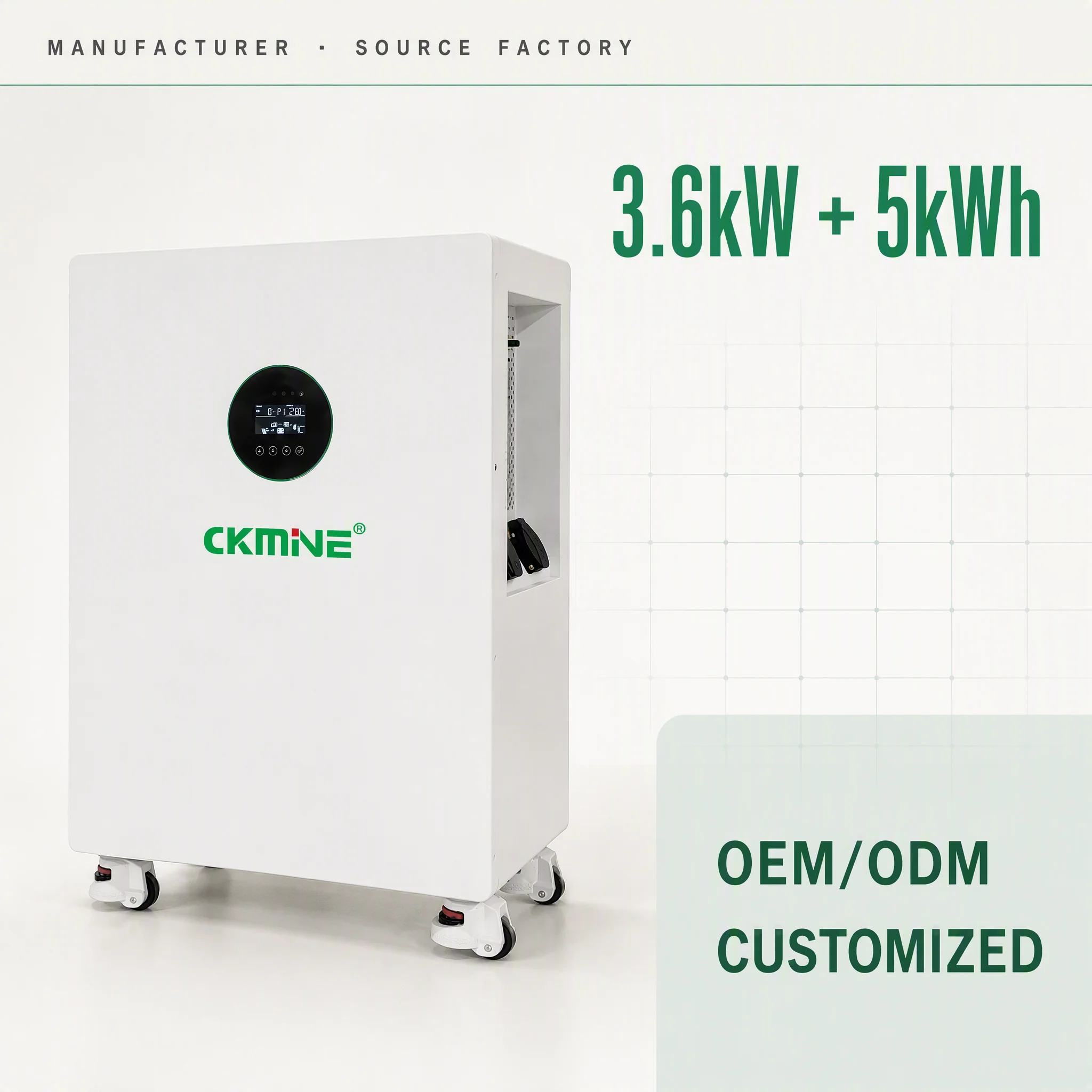 All in One Solar Inverter Energy Storage 3.6kW 5kWh LiFePO4 Lithium Battery 25.6V Smart BMS Home Solar Power Station CKMINE