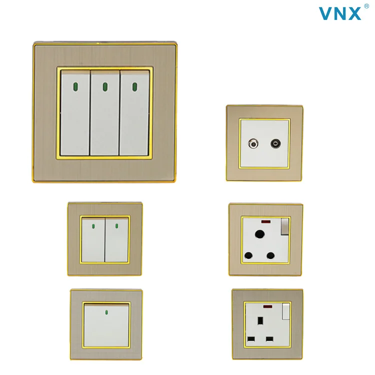 VNX 3gang 1/2way Wall Switch UK Standard Electrical Switch Modern Acrylic Wall Switch