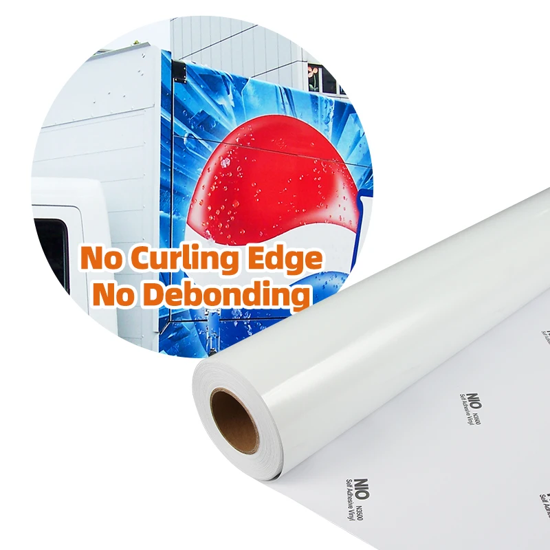 5 Years Polymeric Glossy 100mic PVC Permanent Clear Adhesive Printable Vinyl Roll for Eco Solvent Printing