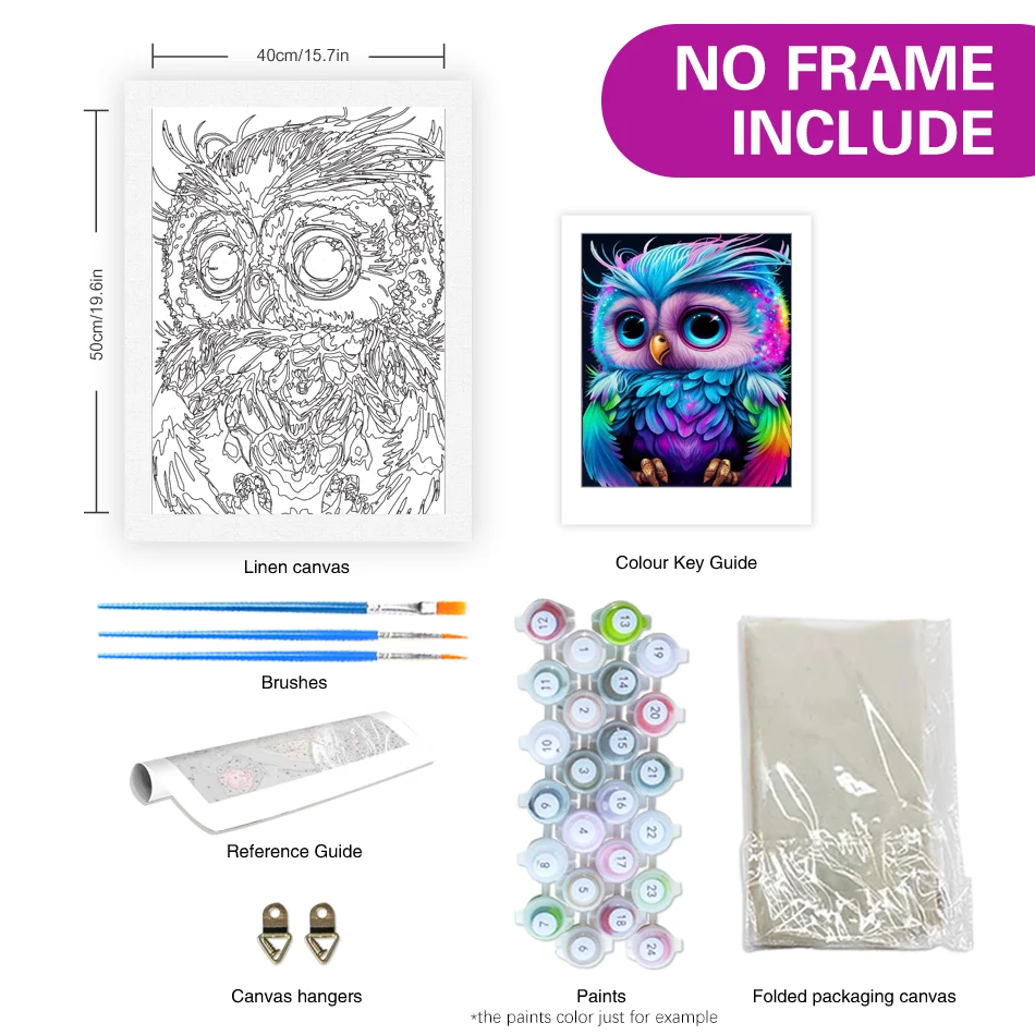 Wowdecor Malen Nach Zahlen Kit - Eule Mit Früchten, 40x50 Cm Mit Rahmen | DIY Geschenk Für Erwachsene & Kinder, Home Dekoration