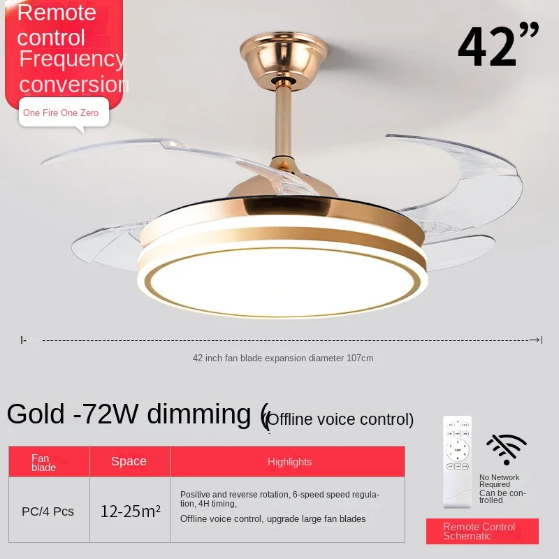 2024 Modern LED Ceiling Fan Light for Home and Restaurant Bluetooth Mute Simple Invisible Iron Chandelier 220V