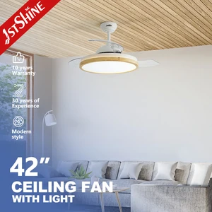 1stshine LED Ceiling Fan Retractable PC Blades Dimmable LED Lighting Invisible Ceiling Fan with Remote
