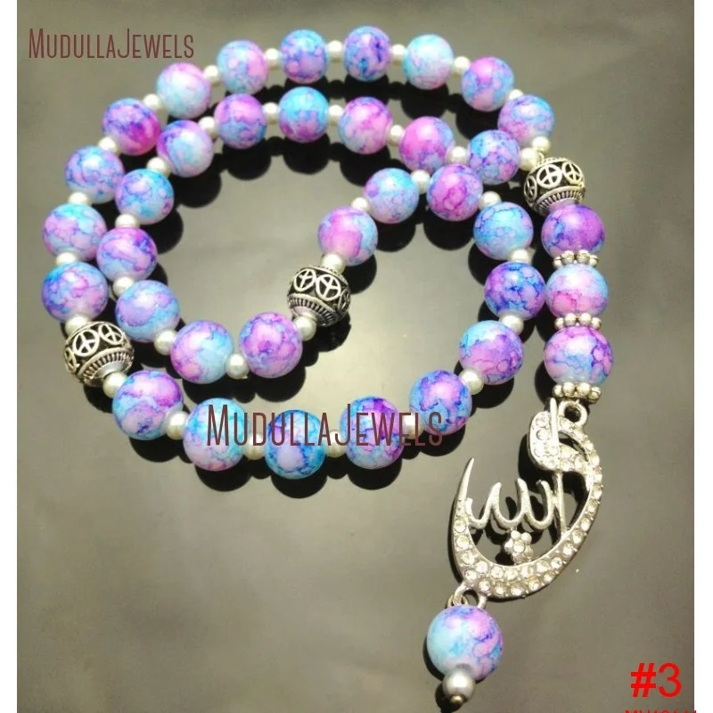 MU12141 Ismaili Dua Tasbih Rain Flower Crystal 33 Beads Islamic Muslim Allah Prayer Beads Tasbih Tasbeeh Hadhrat Zahra