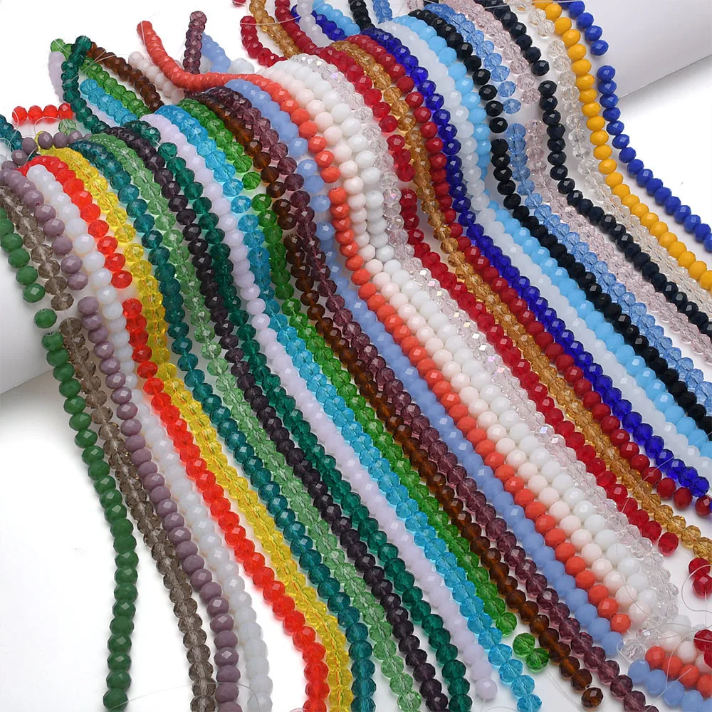 3mm 4mm 6mm 8mm 10mm Rondelle Austria Crystal Beads Faceted Glass Beads  Loose Spacer Beads for DIY Bracelet Jewelry Making