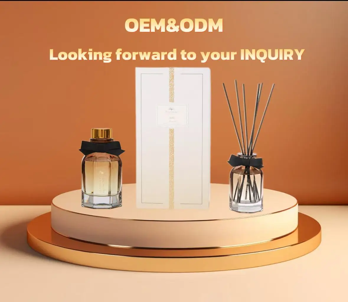 product high end luxury amber gradient bottle wholesale glass bottle hard box gifts reed diffuser sets for gift-15