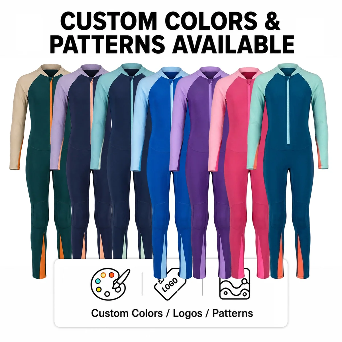 Custom Boys Long Sleeve UV Sun Protection One Piece Swimsuit Kids Full Coverage Wetsuit Swimwear for Pool and Beach