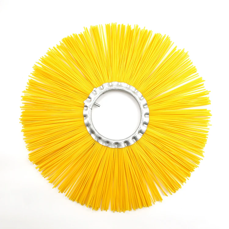 PP Wire Flat Disc Wafer Road Sweeper Brush Yellow Customized Color