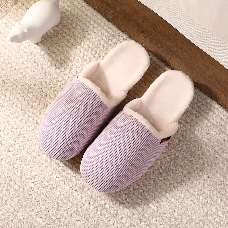 wholesales custom logo home warm indoor fluffy fur Flanche velvet PU sole rubber fashion women's slipper