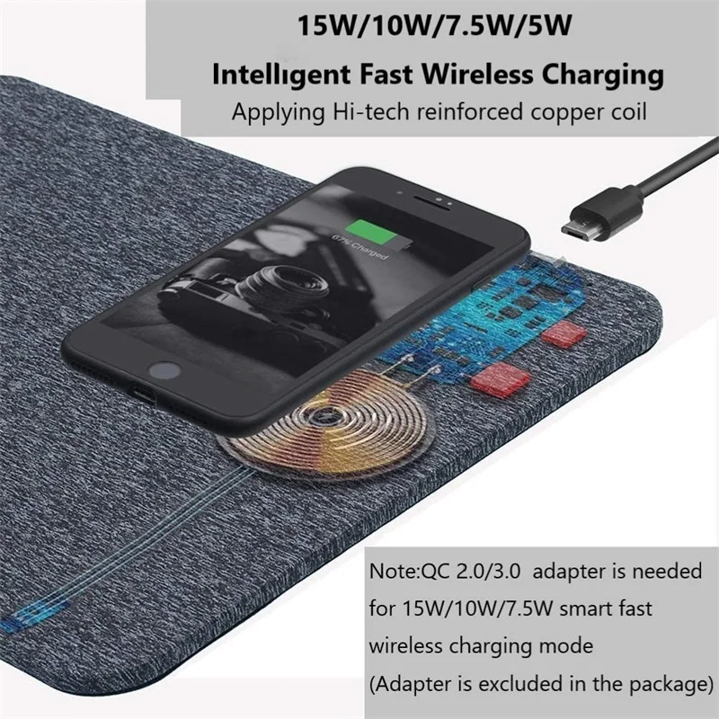 Fast Wireless Charging Mouse Pad 15w Large Wireless Charger Gaming Mouse Mat