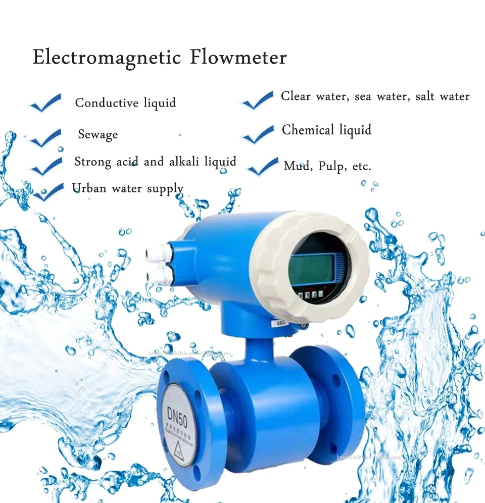RS485 4-20mA Output Converter Hot Sale Stainless Steel Electric Digital Pulse  AC220V DC24V Water Electromagnetic Flow Meter