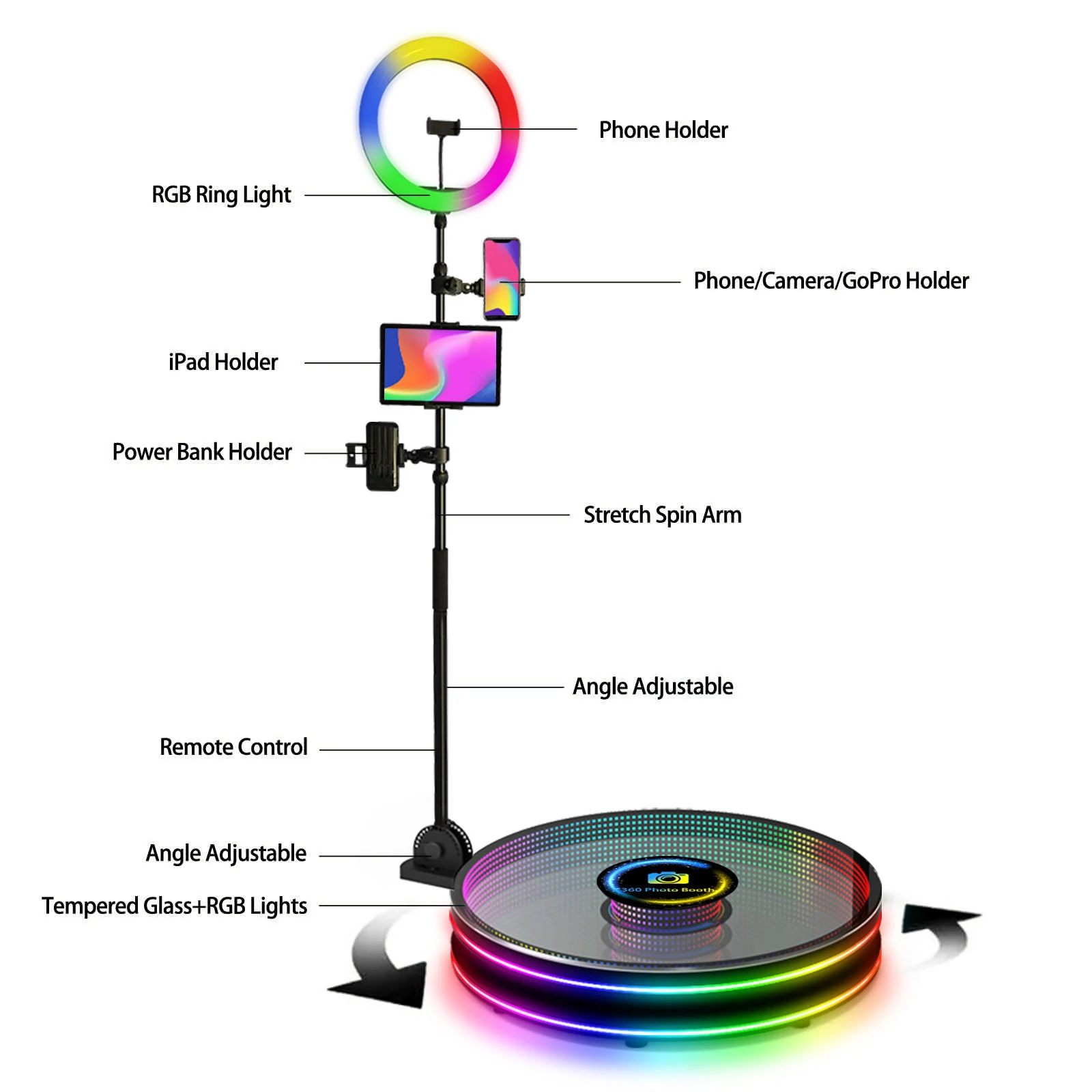 Led Mirror Infinity Glass 360 Photo Booth 360 Video Booth Spincam 