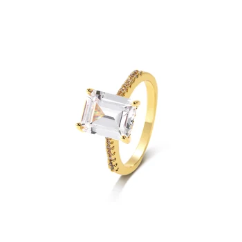 Foxi fashion women jewelry baguette diamond ring 18k gold jewelry
