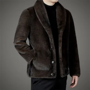 New Trendy Winter Casual Male Collection Luxury Multi Color Double Faced Faux Fur Jacket Mens