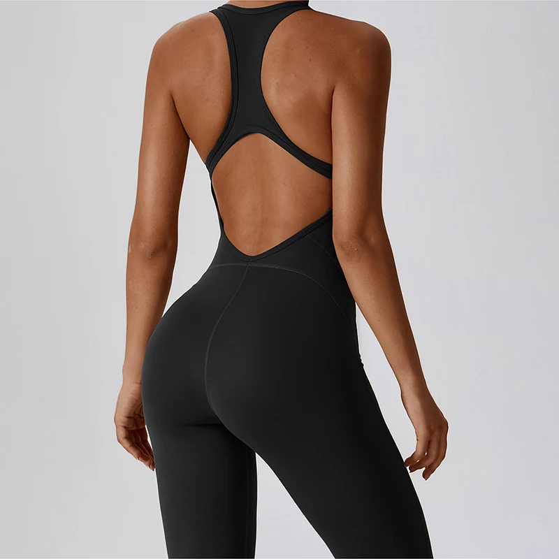 In Stock Yoga Jumpsuit Women Gym Backless Bodysuit Female Sleeveless Sports  One Piece Leggings High Stretchy Workout Sportswear