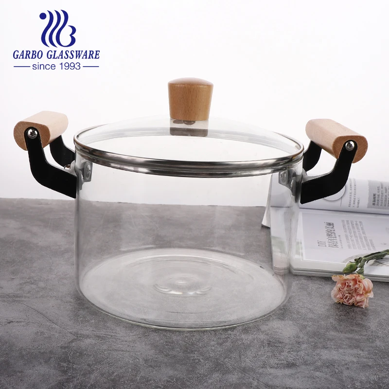 Glass Saucepan With Lid For Cooking Glass Pot Stovetop Heat Resistant