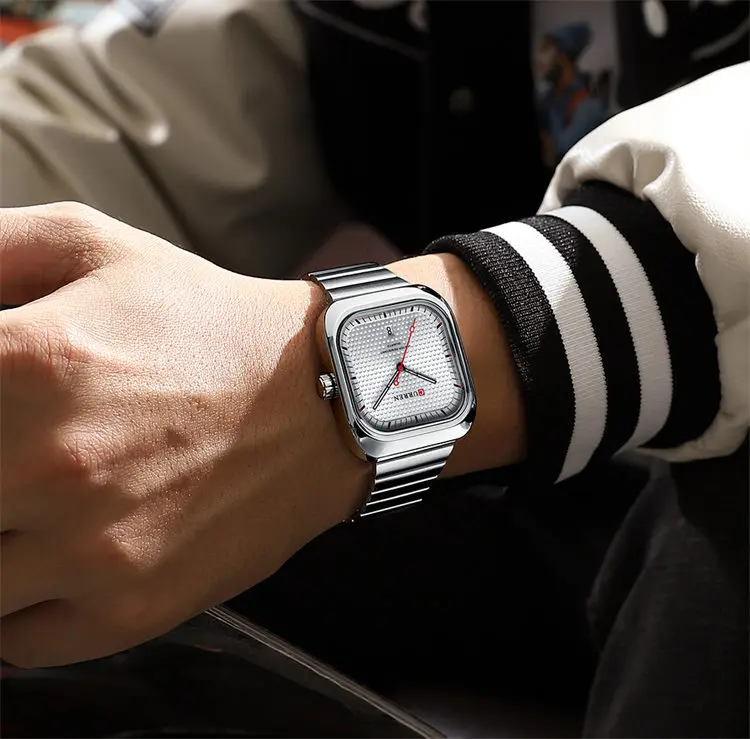 Curren 8460, оптовая продажа, производство, мужские часы, недорогие часы из нержавеющей стали с квадратным дисплеем даты, низкие часы moq, повседневные ручные часы