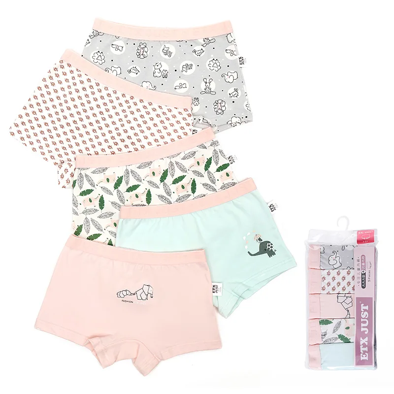 5 Pcs/Lot Cotton Girl Underwear Pretty Cartoon Panties For Girls 1-14Y  Breathable Kids Boxers Briefs Elastic Children Underpants Color: Box Pack  06, Kid Size: S (4-5 Years)