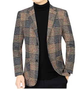 2026 Wholesale Spring Autumn New Fashion Men's Plus Size Corduroy Suit Jacket Casual Garment Plaid Gentleman Easy-care