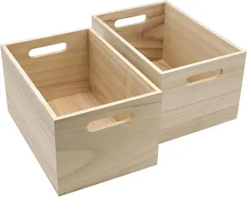 unfinished storage wooden crafts crate boxes Wood Crates Pantry Organizer Storage